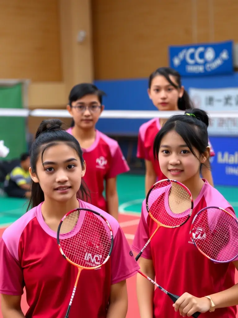 Image of a Division 1 interclub badminton team in action, highlighting their strategic play and coordination.