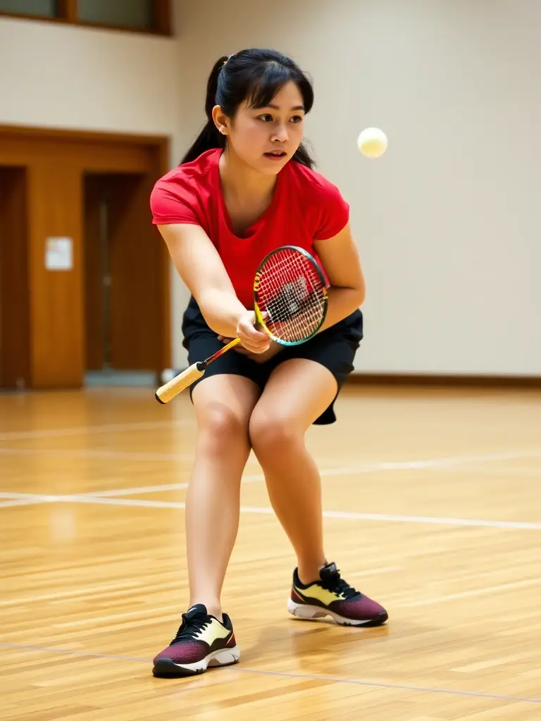 A photograph of young badminton players participating in a training session at the Roanne Badminton Club, focusing on their footwork drills.