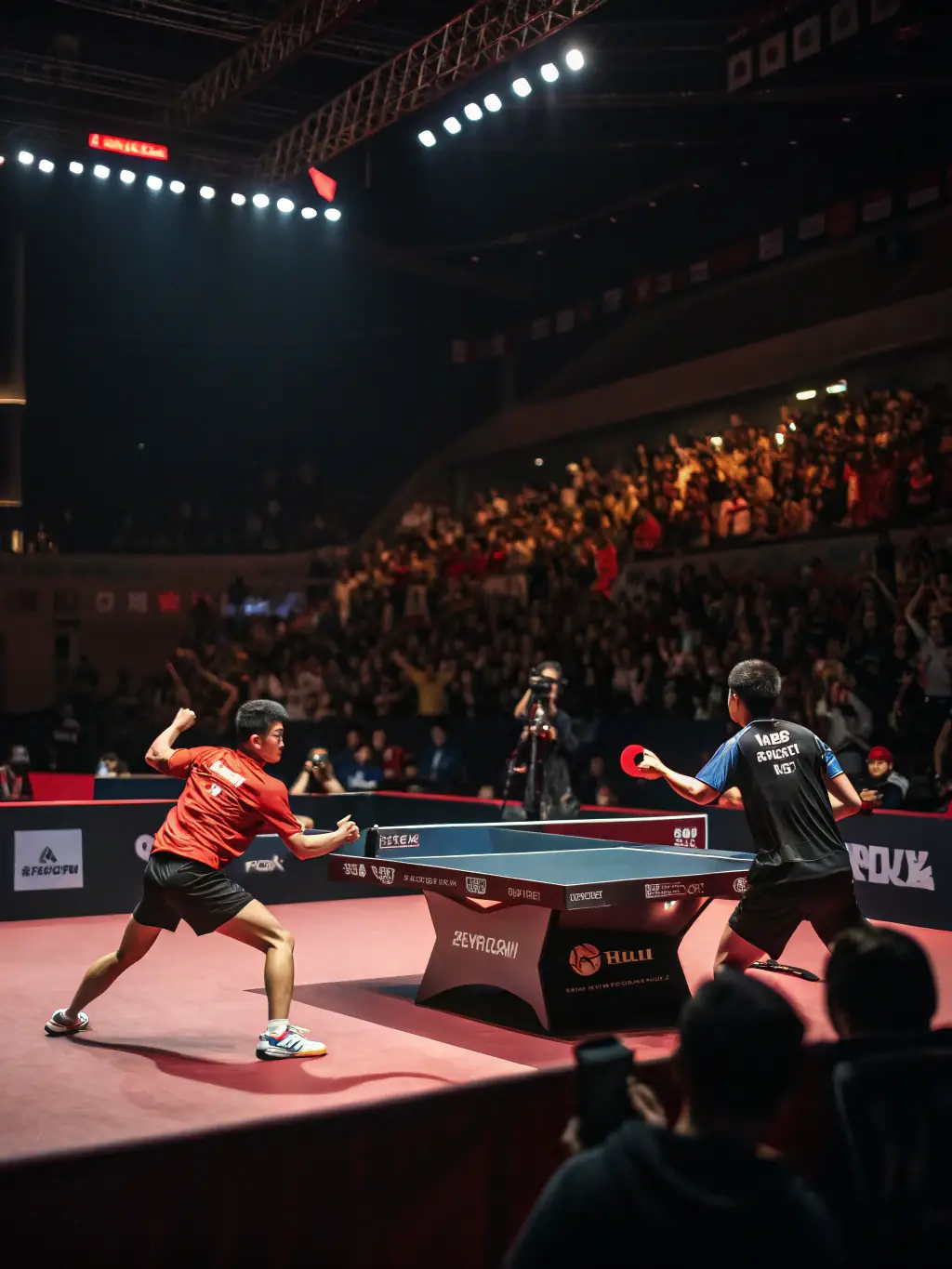 A dynamic shot of an interclub badminton match, showcasing the competitive spirit and teamwork of the Roanne Badminton Club team.
